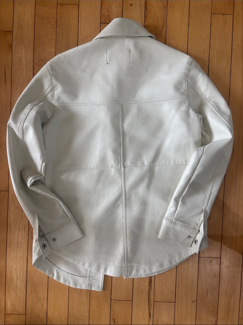 Deluc White Button-Front Leather Shacket - Picture 3 of 3